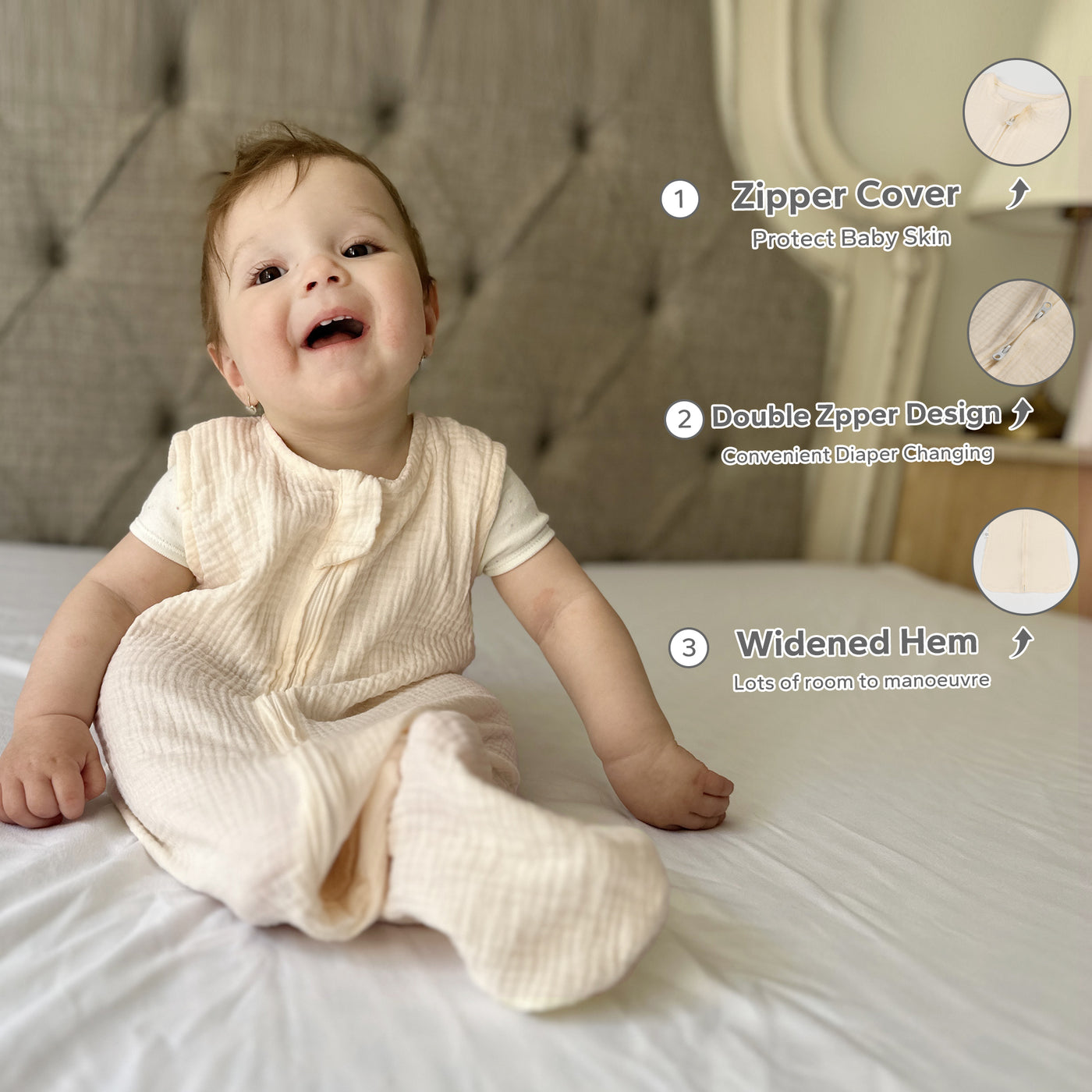 0.5 Tog Muslin Sleep Sack Baby Breathable Wearable Blanket