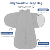 ZIGJOY 3-Way Adjustable 100% Cotton Infant  0.5 TOG Swaddle Sleeping Bag Baby