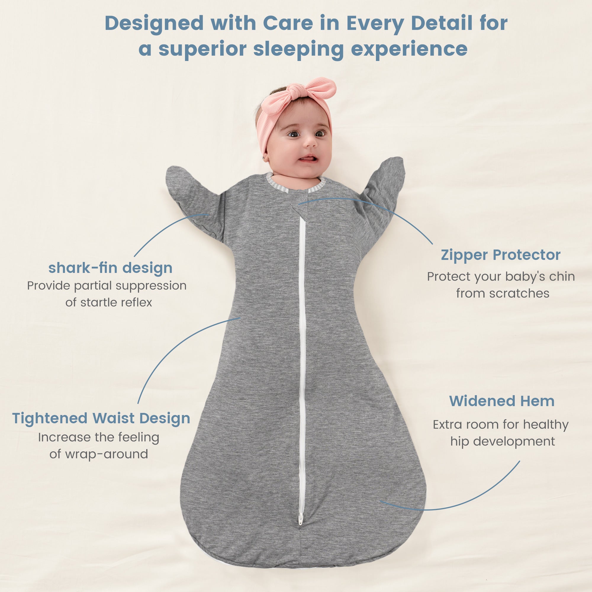 2.5 Tog Shark-Fin Transition Bamboo Swaddle 3-12 Months