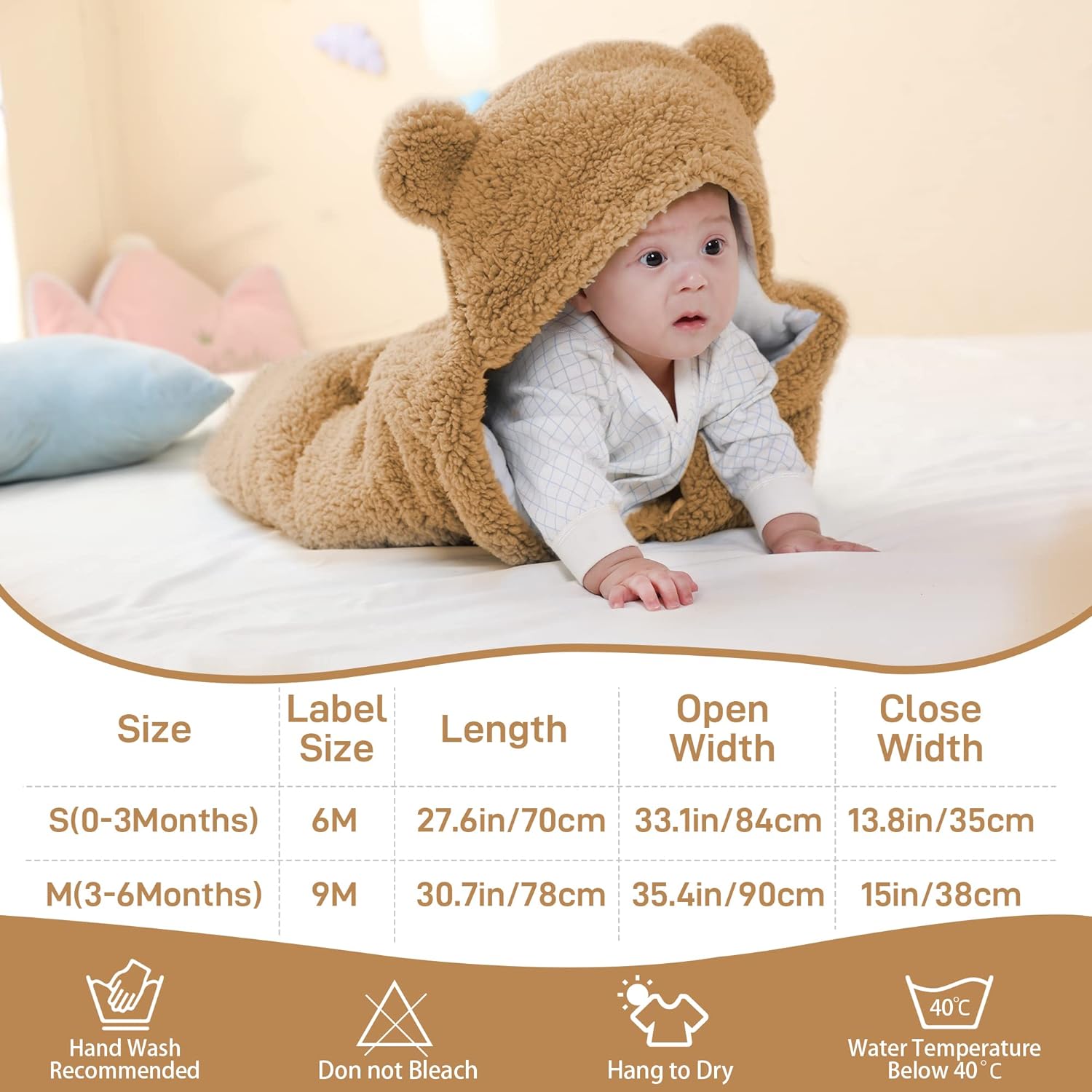 Fleece Sleeping Bag Plush Wrap Bear Swaddle Blanket