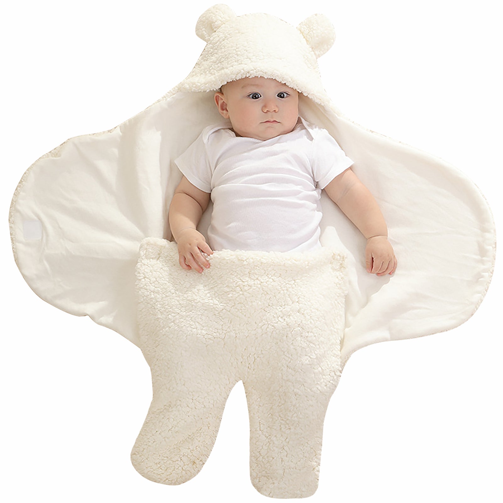 2.0 Tog Fleece Baby Bear Swaddle Plush Wrap Blanket