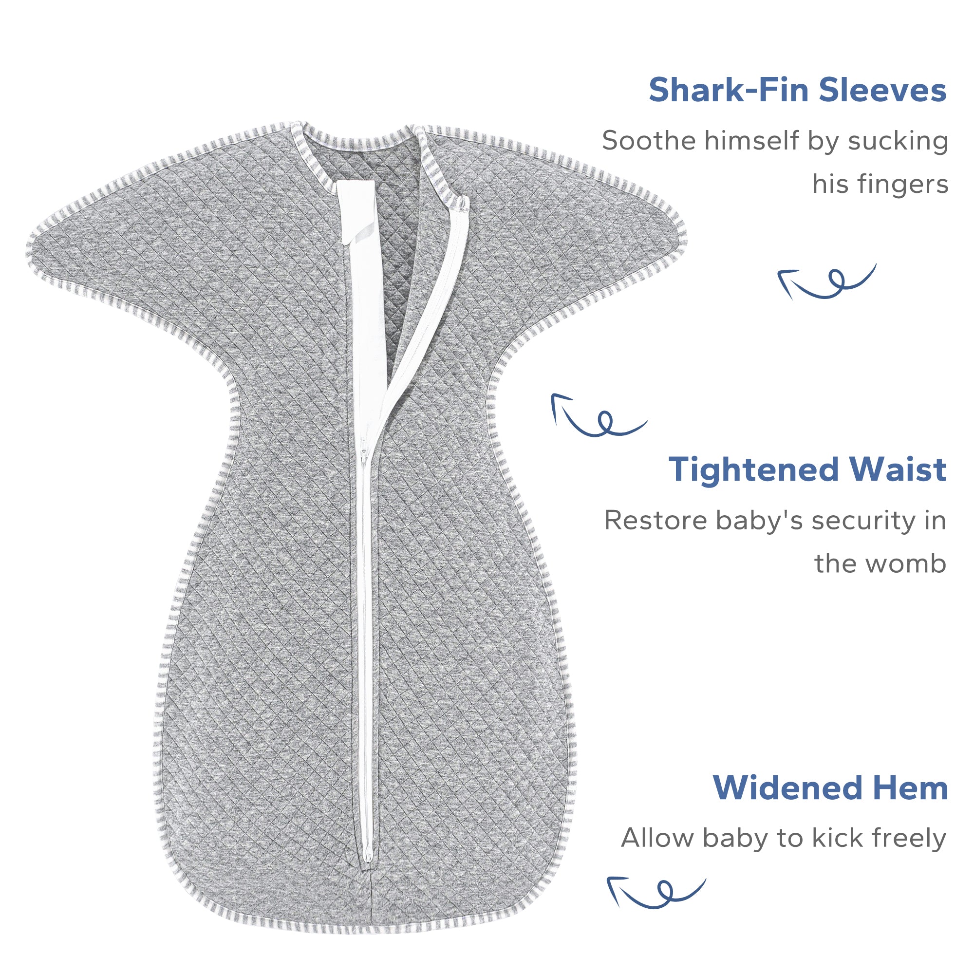 ZIGJOY Shark-Fin Transition Swaddle - 1.0 Tog Quilted Baby Sleeping bag