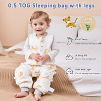 1.5 TOG  Soft Bamboo Cotton Baby Sleep Sack with Feet for Toddler