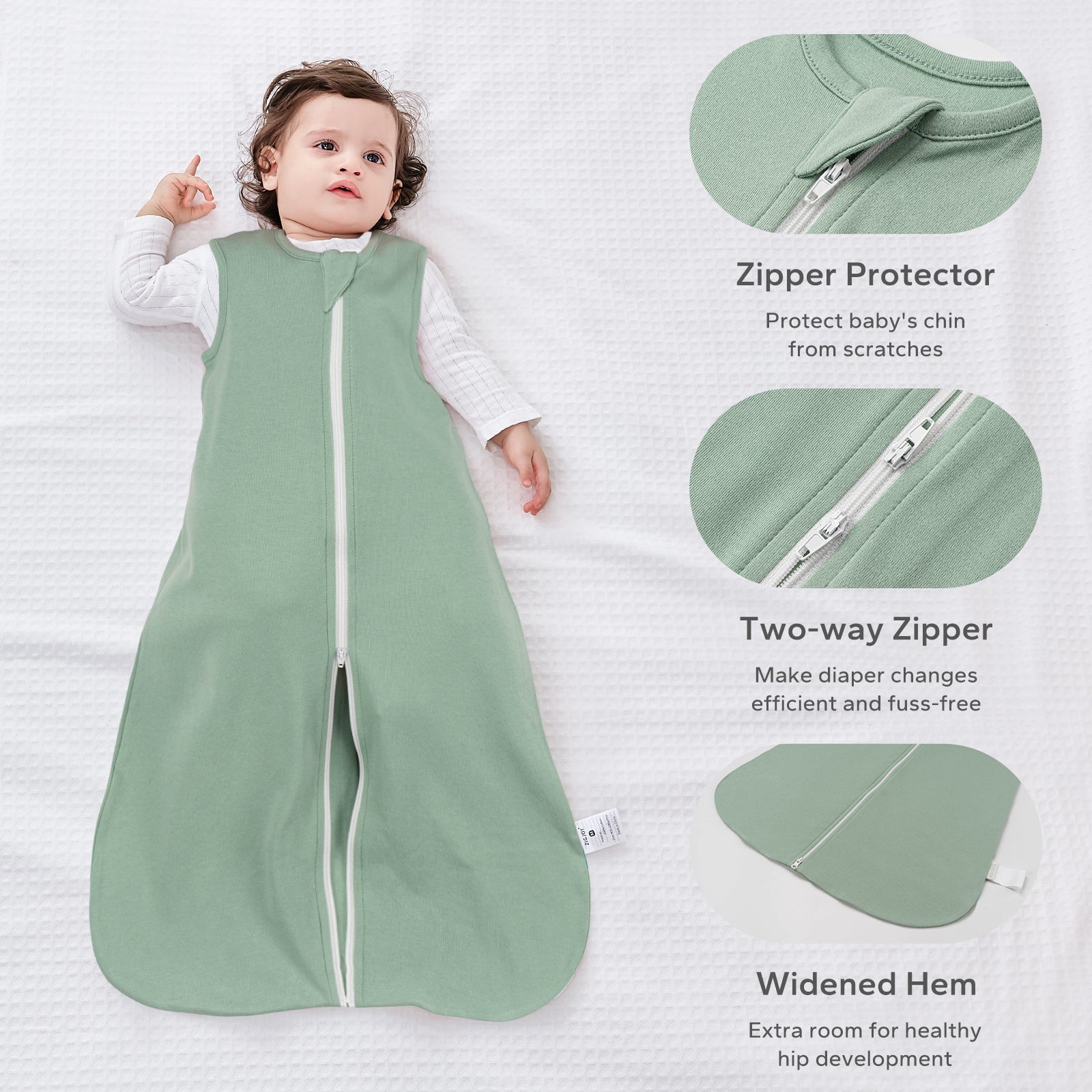 0.5 TOG 2 Pack Sleeveless Baby Sleep Bag 100% Cotton 0-18 Months