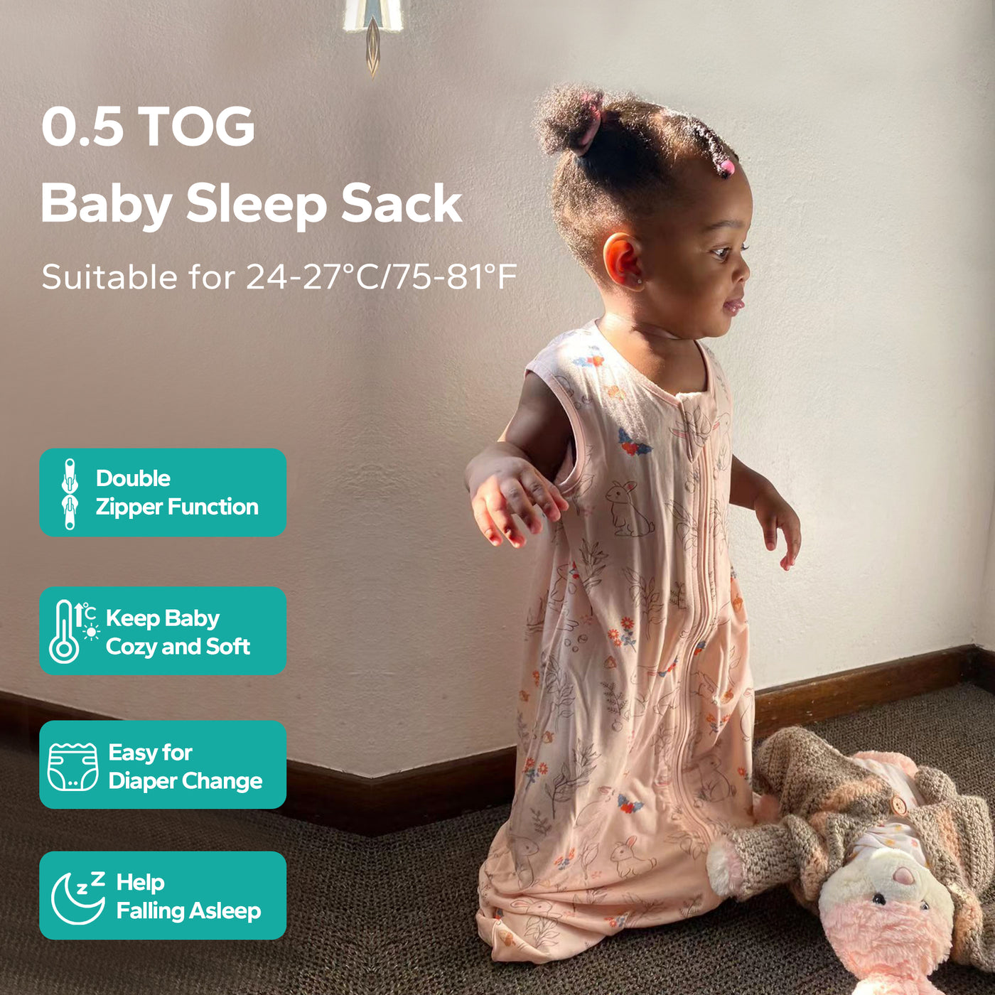 0.5 TOG Toddler Sleep Sack with Feet Bamboo Rayon 0-18 Months