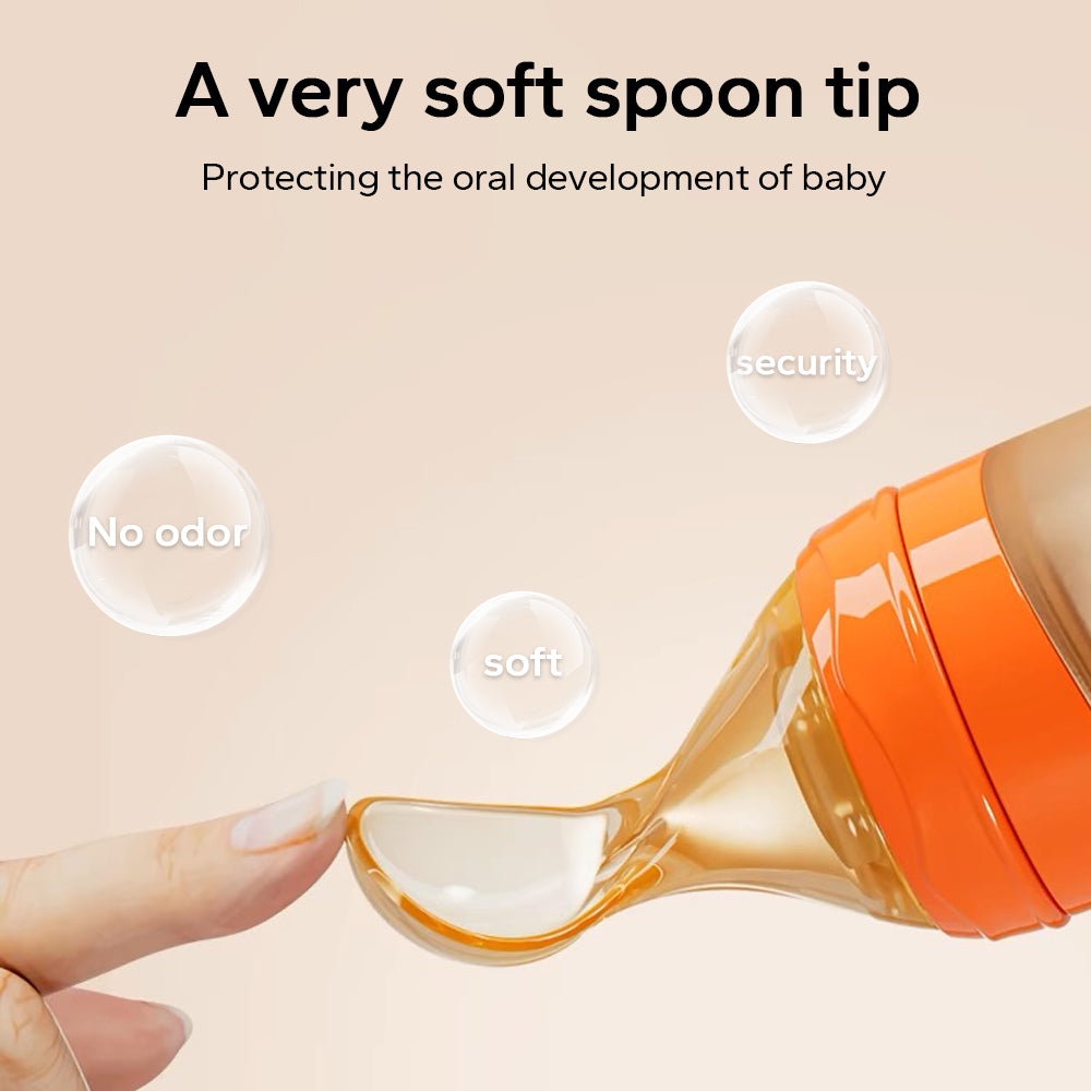 Baby Silicone Bottle Spoon Baby Food Feeder With Standing Base