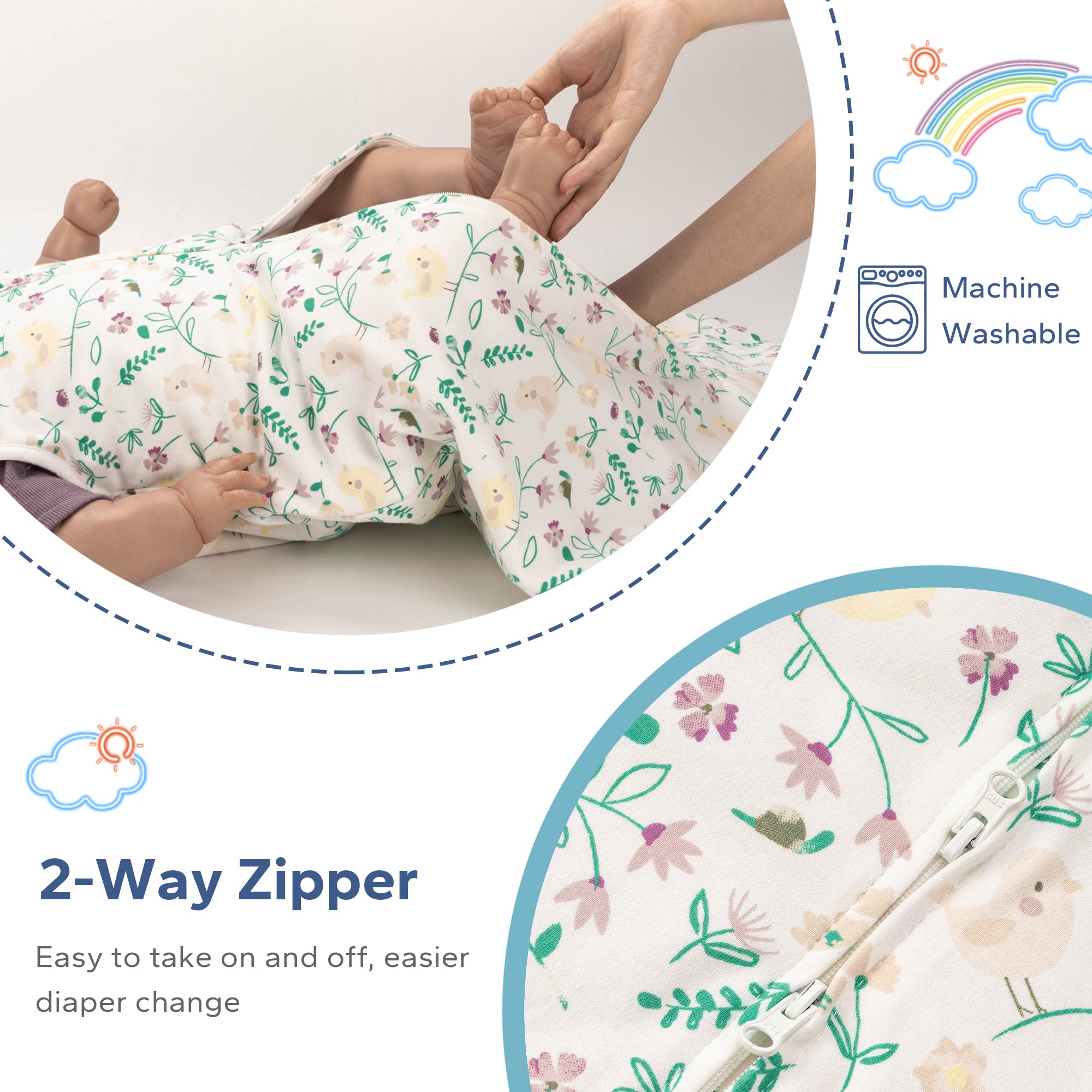 1.5 TOG Baby Sleeping Bag with 2-Way Zipper 0-18 Months