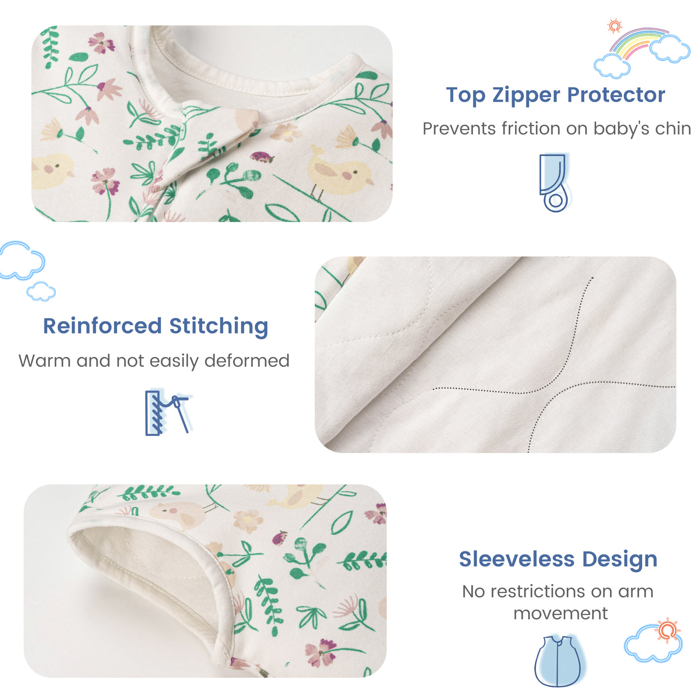 1.5 TOG Baby Sleeping Bag with 2-Way Zipper 0-18 Months