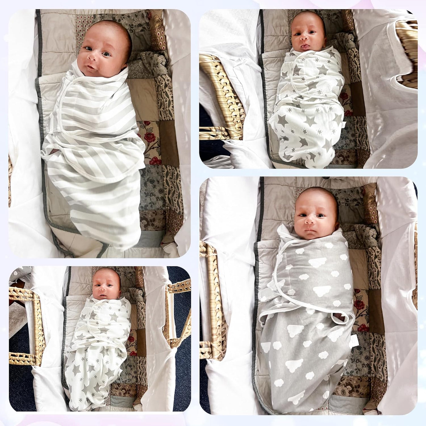 3 Pack 1.0 Tog Baby Swaddle 100% Cotton  for Newborn