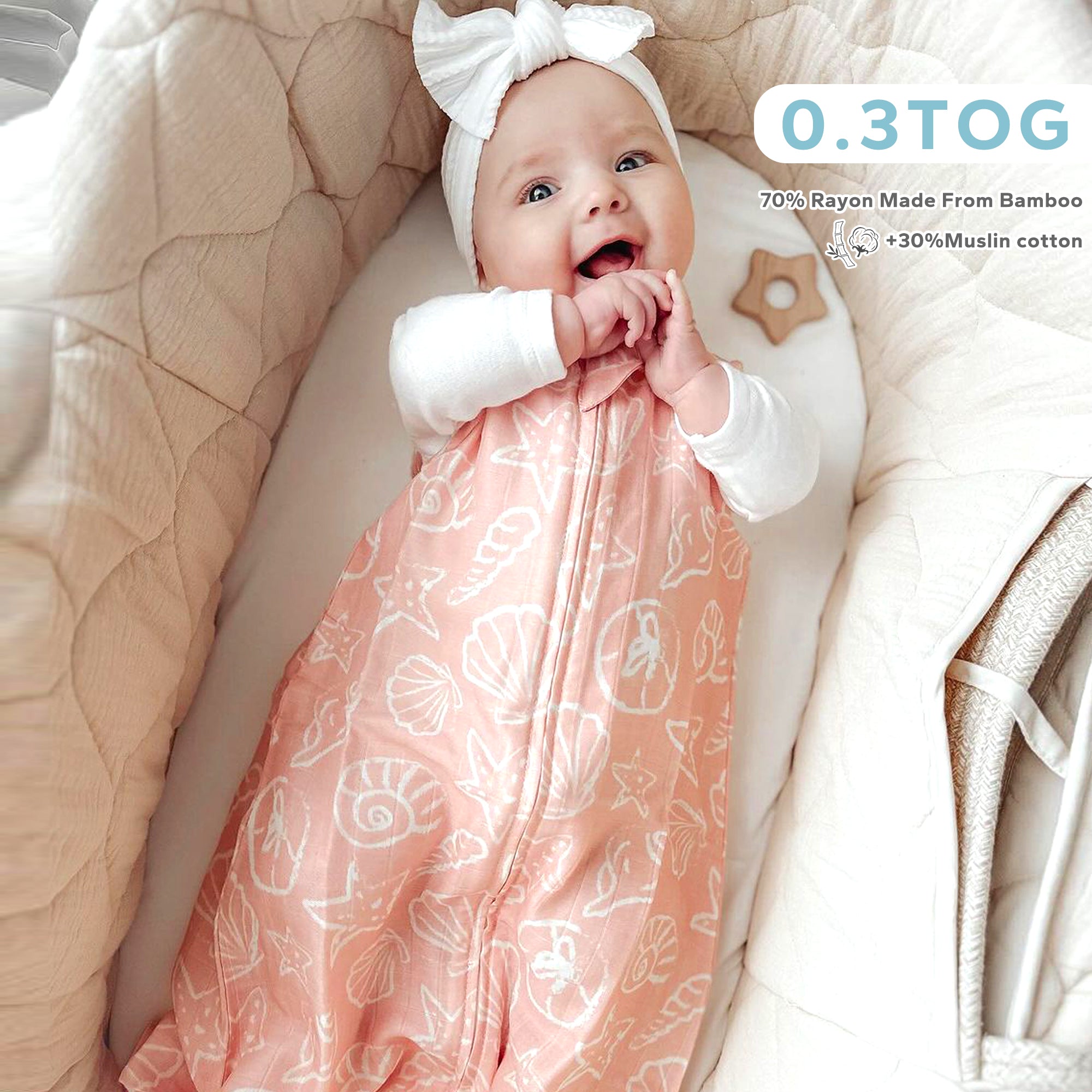 0.3 TOG Baby Sleep Sack Muslin with Rayon Made from Bamboo Lightweight