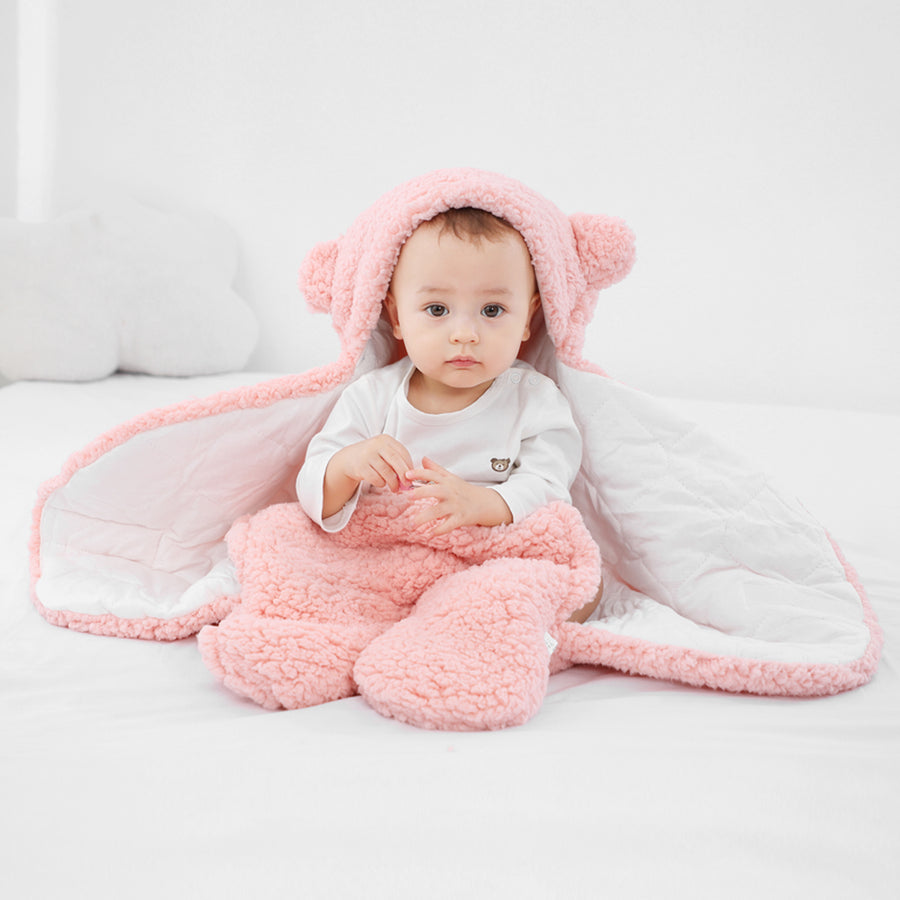 2.0 Tog Fleece Baby Bear Swaddle Plush Wrap Blanket