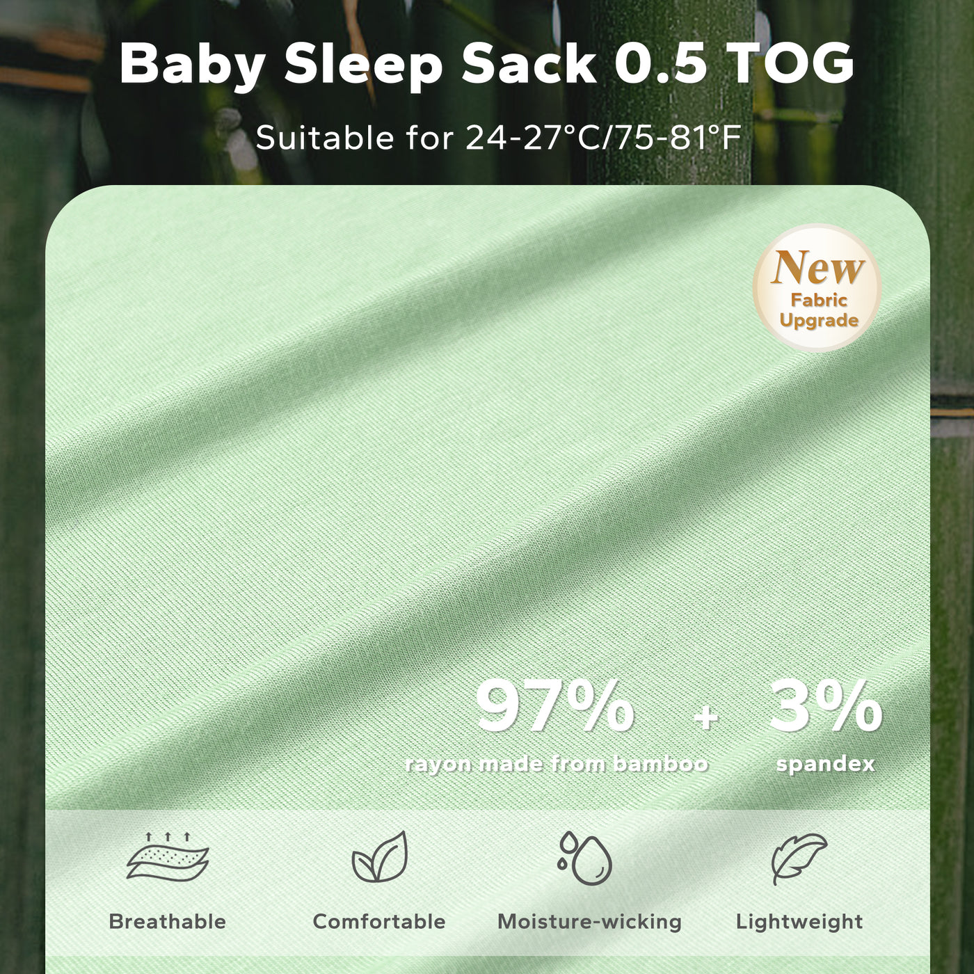 0.5 TOG Bamboo Baby Sleep Sack Stretchy with 2-Way Zipper