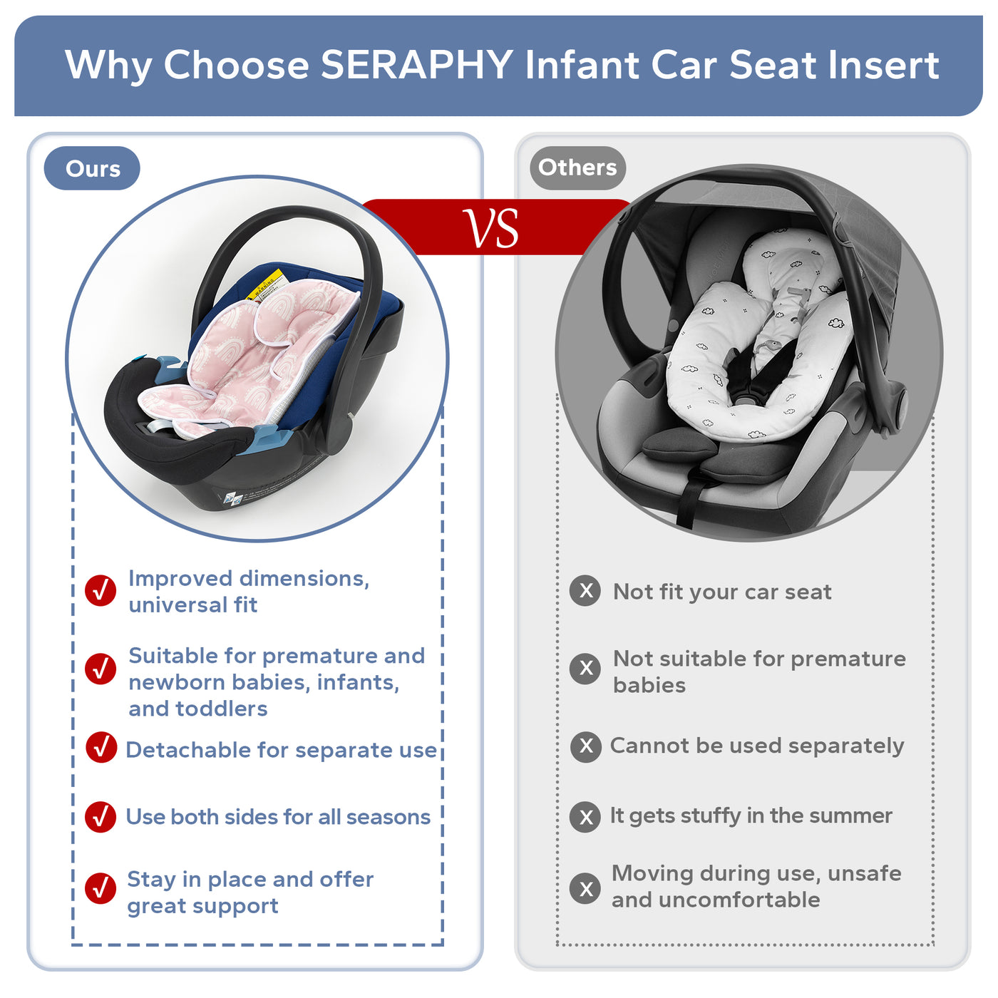 Detachable 2-in-1  Multi-Functional  Baby Car Seat Support Newborn to Toddler